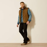 ARIAT MENS WESTERN QUILTED VEST - CUB KHAKI|BROWN