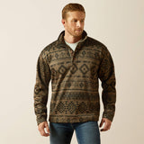 ARIAT MENS 1/4 CALDWELL LOGO ZIP SWEATER - LIGHT BROWN SOUTHWEST