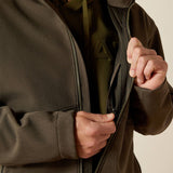 ARIAT MENS LOGO SOFTSHELL JACKET - EARTH GREEN HEATHER