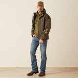 ARIAT MENS LOGO SOFTSHELL JACKET - EARTH GREEN HEATHER
