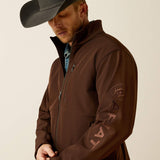 ARIAT MENS LOGO SOFTSHELL JACKET - BROWN