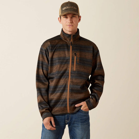 ARIAT MENS CALDWELL FULL ZIP SWEATER - LIGHT BROWN SOUTHWEST