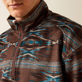 ARIAT MENS 1/4 ZIP CALDWELL LOGO ZIP SWEATER - DEEP MAHOGANY SOUTHWEST