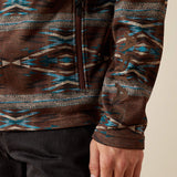 ARIAT MENS 1/4 ZIP CALDWELL LOGO ZIP SWEATER - DEEP MAHOGANY SOUTHWEST