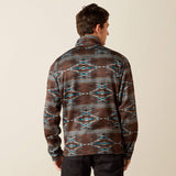 ARIAT MENS 1/4 ZIP CALDWELL LOGO ZIP SWEATER - DEEP MAHOGANY SOUTHWEST