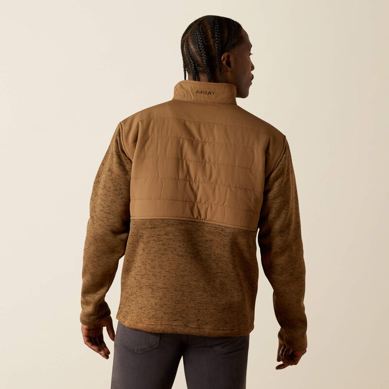 ARIAT MENS PULL OVER CALDWELL REINFORCED SNAP SWEATER - KHAKI