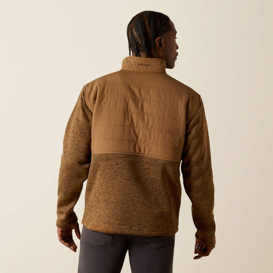 ARIAT MENS PULL OVER CALDWELL REINFORCED SNAP SWEATER - KHAKI