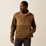 ARIAT MENS PULL OVER CALDWELL REINFORCED SNAP SWEATER - KHAKI