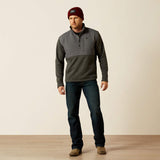 ARIAT MENS PULL OVER CALDWELL REINFORCED SNAP SWEATER - GREY
