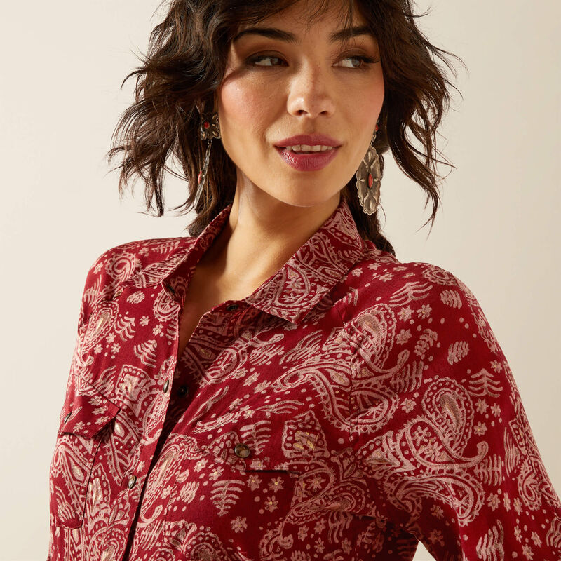 ARIAT WOMEN'S BUTTON DOWN IMPRINTS SHIRT - ANTIQUE PAISLEY