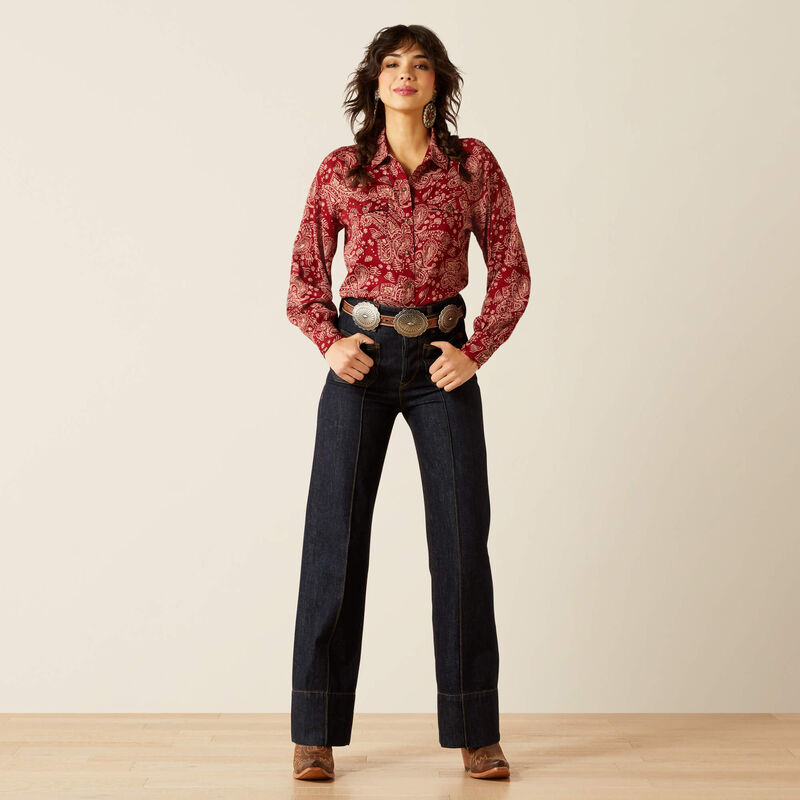 ARIAT WOMEN'S BUTTON DOWN IMPRINTS SHIRT - ANTIQUE PAISLEY