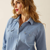 ARIAT WOMEN'S BUTTON DOWN MERCHANT WESTERN SHIRT - MERCANTILE DOBBY
