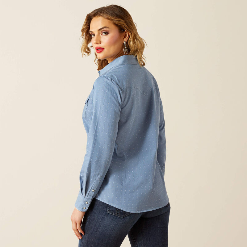 ARIAT WOMEN'S BUTTON DOWN MERCHANT WESTERN SHIRT - MERCANTILE DOBBY