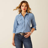 ARIAT WOMEN'S BUTTON DOWN MERCHANT WESTERN SHIRT - MERCANTILE DOBBY