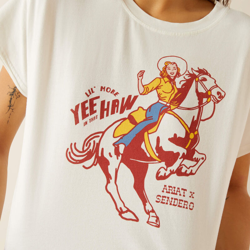 ARIAT WOMEN'S SENDERO YEE HAW SHORT SLEEVE TSHIRT - WHITE