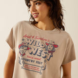 ARIAT WOMEN'S SENDERO Wild West Country Fest T SHIRT - SAVANNAH TAN MINERAL WASH