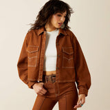 ARIAT WOMEN'S BOXY CROPPED DENIM JACKET - PECAN BROWN