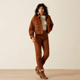 ARIAT WOMEN'S BOXY CROPPED DENIM JACKET - PECAN BROWN