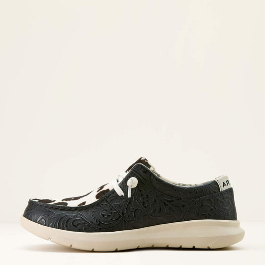 ARIAT WOMEN'S HILO SHOES - BLACK FLORAL EMBOSS|BLACK AND WHITE HAIR ON