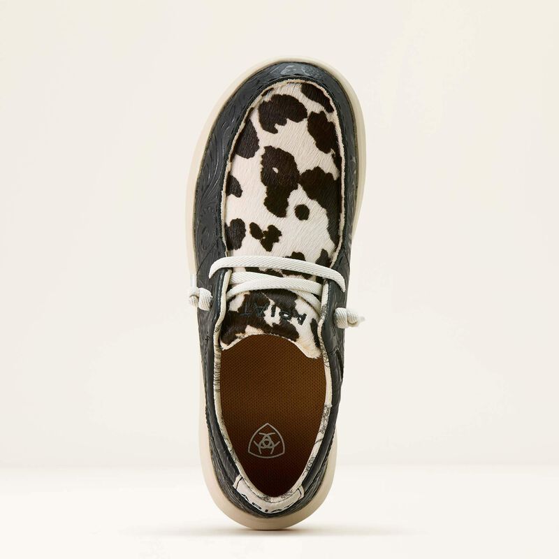 ARIAT WOMEN'S HILO SHOES - BLACK FLORAL EMBOSS|BLACK AND WHITE HAIR ON