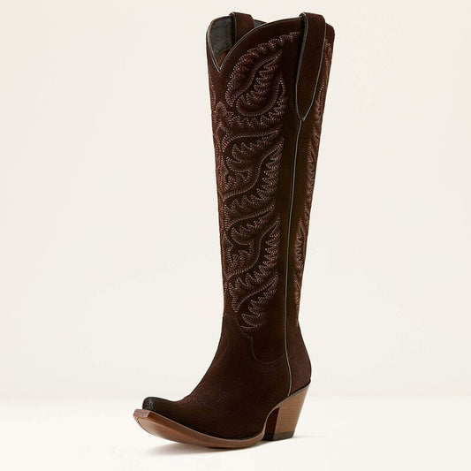 ARIAT WOMENS LARAMIE X TOE WESTERN SUEDE  BOOTS - FRENCH ROAST SUEDE