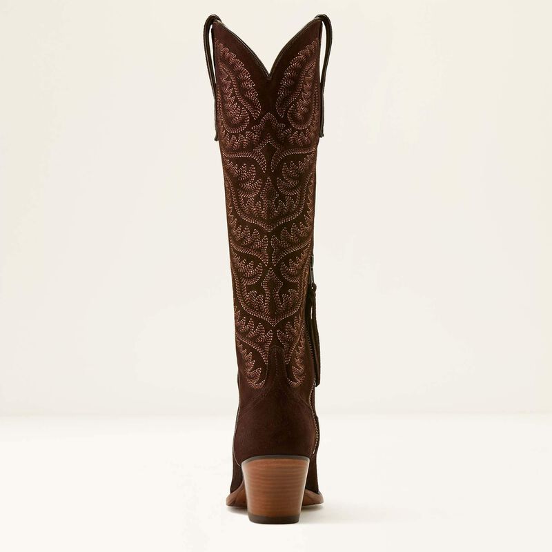 ARIAT WOMENS LARAMIE X TOE WESTERN SUEDE  BOOTS - FRENCH ROAST SUEDE