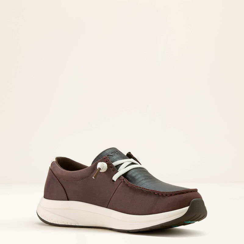 ARIAT WOMENS BUCKEYE WATERPROFF SHOE - CHOCOLATE|CAIMAN EMBOSS PRINT