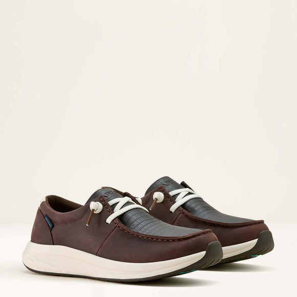 ARIAT WOMENS BUCKEYE WATERPROFF SHOE - CHOCOLATE|CAIMAN EMBOSS PRINT