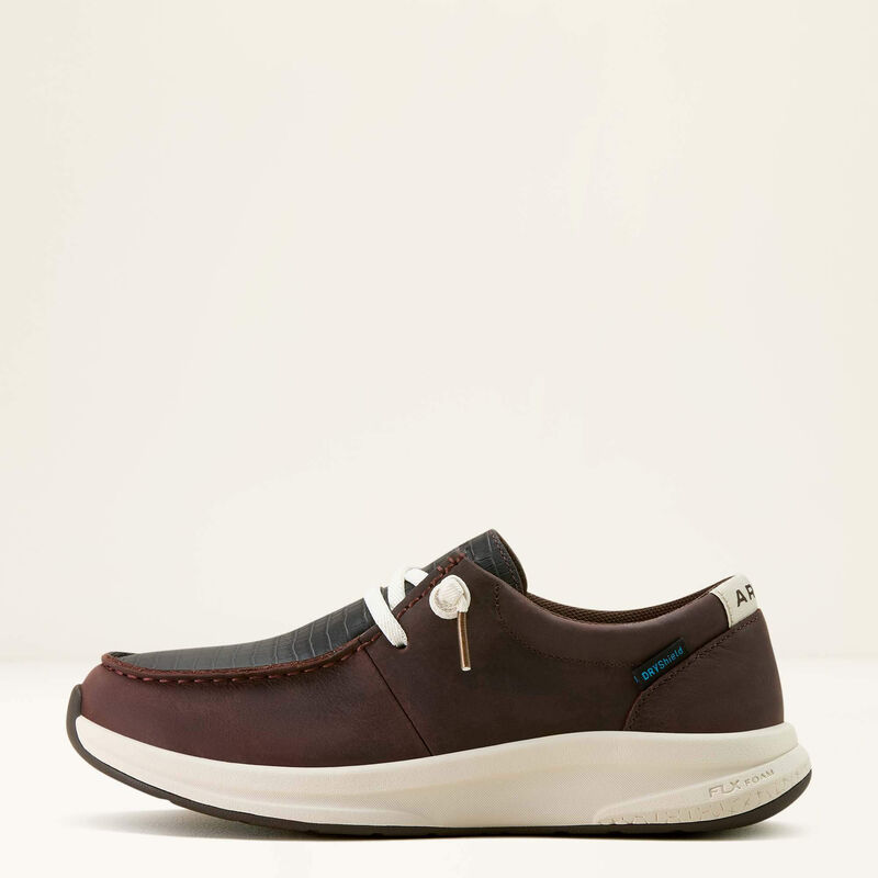 ARIAT WOMENS BUCKEYE WATERPROFF SHOE - CHOCOLATE|CAIMAN EMBOSS PRINT