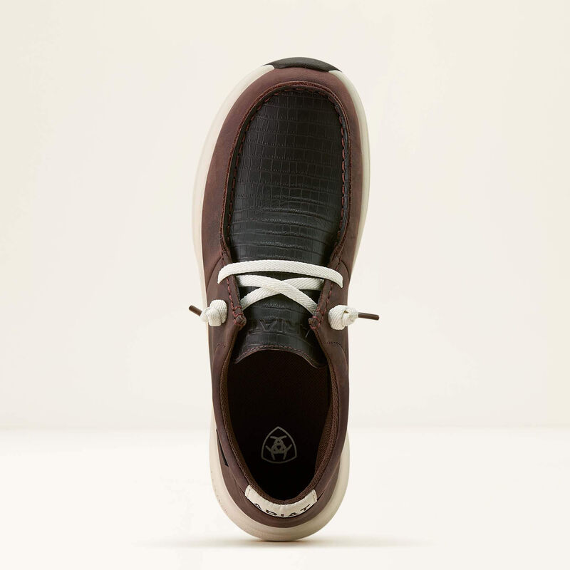 ARIAT WOMENS BUCKEYE WATERPROFF SHOE - CHOCOLATE|CAIMAN EMBOSS PRINT
