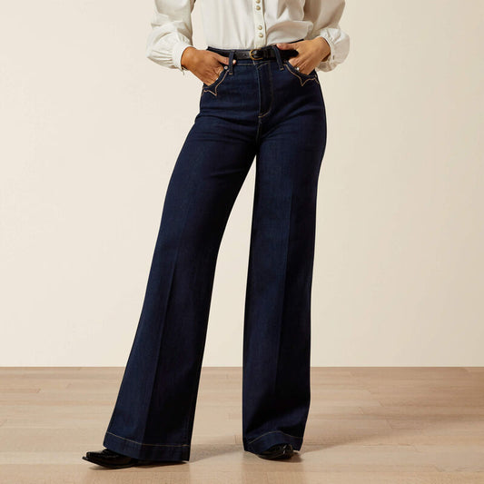 ARIAT WOMEN'S ULTRA HIGH RISE VERONICA WIDE LEG JEAN - RINSE