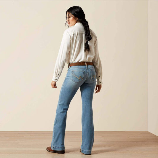 ARIAT WOMEN'S MID RISE GIOVANA LEG SLIM TROUSER JEANS - PETALUMA