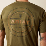 ARIAT MENS SHORT SLEEVE ROPERS SEAL TSHIRT - MILITARY HEATHER