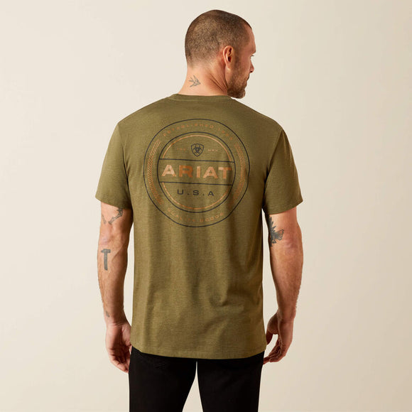 ARIAT MENS SHORT SLEEVE ROPERS SEAL TSHIRT - MILITARY HEATHER
