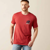 ARIAT MENS SHORT SLEEVE BUFFALO FLAG TSHIRT - BRICK RED