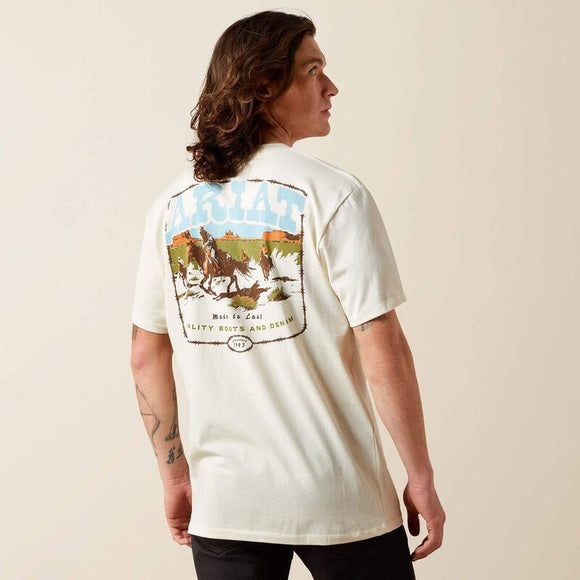 ARIAT MENS SHORT SLEEVE PULP WESTERN TSHIRT - TURTLEDOVE