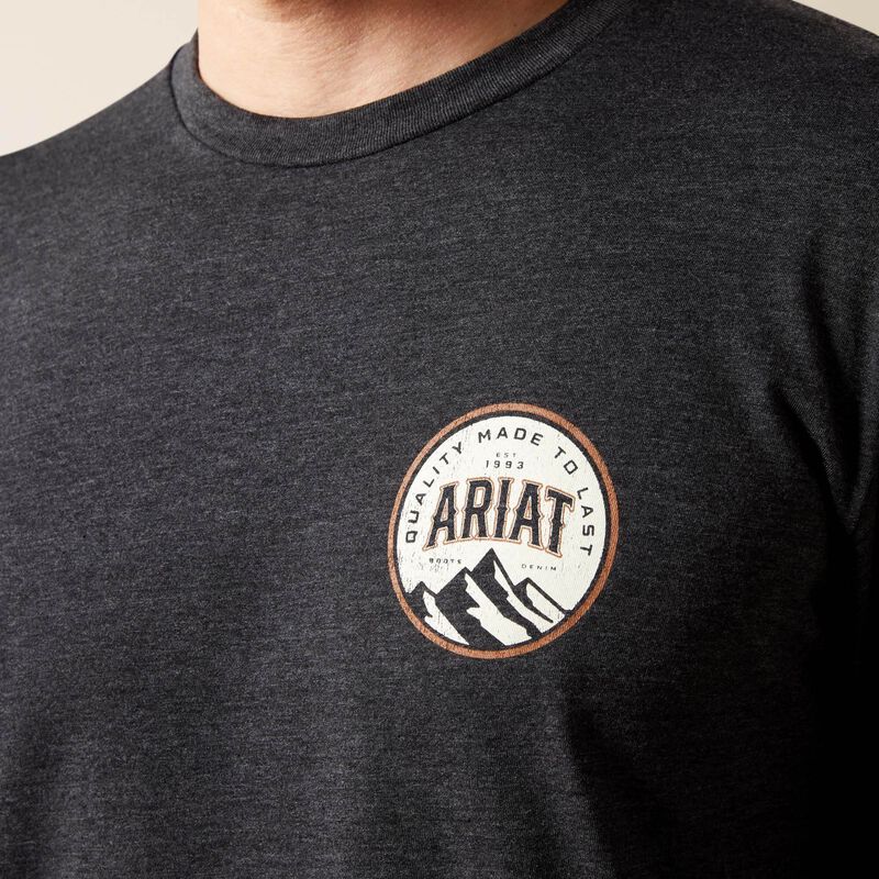 ARIAT MENS LONG SLEEVE CIRCLE A TSHIRT - CHARCOAL HEATHER