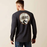 ARIAT MENS LONG SLEEVE CIRCLE A TSHIRT - CHARCOAL HEATHER