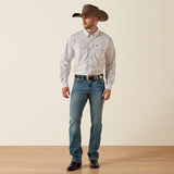 ARIAT MENS WRINKLE FREE ANTHONY FIT SNAP SHIRT - WHITE MEDALLION PRINT