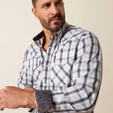 ARIAT MENS WRINKLE FREE ARI FITTED SNAP SHIRT - WHITE