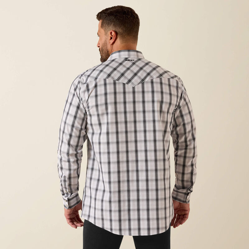ARIAT MENS WRINKLE FREE ARI FITTED SNAP SHIRT - WHITE
