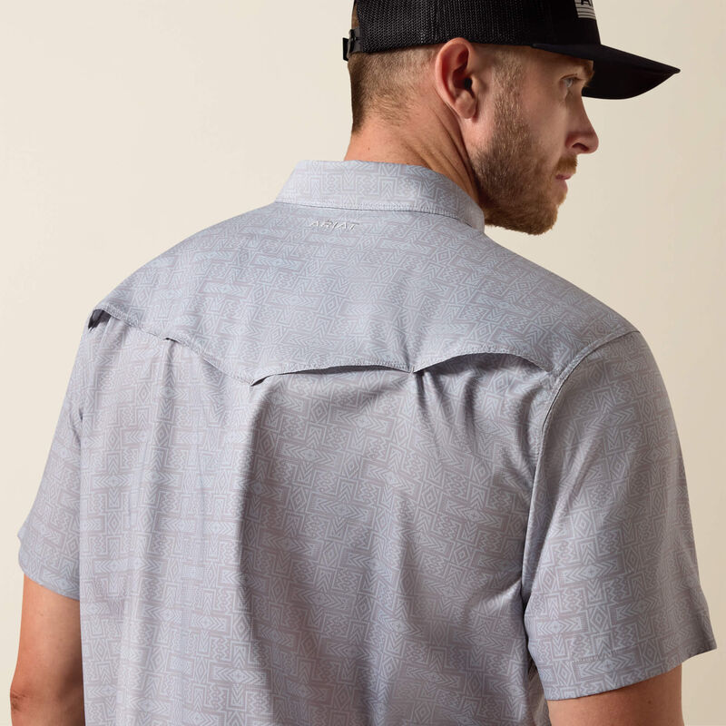 ARIAT MENS PRINTED VENTTEK WESTERN FITTED SNAP SHIRT - SKY ROCKET