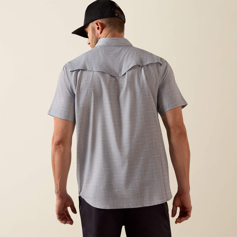 ARIAT MENS PRINTED VENTTEK WESTERN FITTED SNAP SHIRT - SKY ROCKET