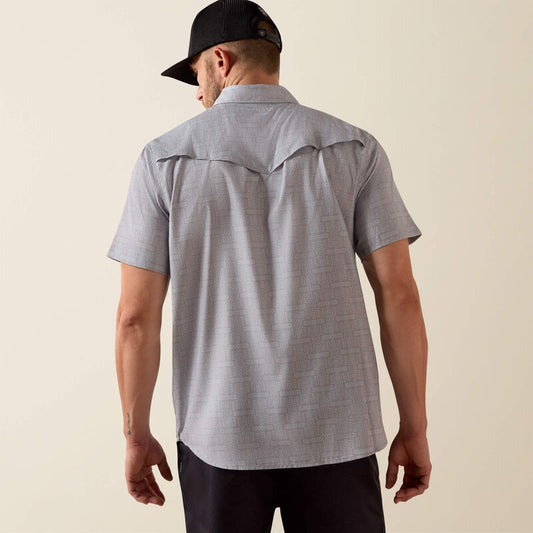 ARIAT MENS PRINTED VENTTEK WESTERN FITTED SNAP SHIRT - SKY ROCKET