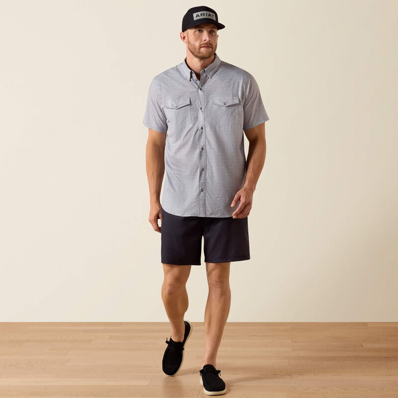 ARIAT MENS PRINTED VENTTEK WESTERN FITTED SNAP SHIRT - SKY ROCKET