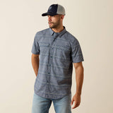 ARIAT MENS VENTTEK OUTBOUND FITTED SHIRT - DARK DENIM