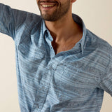 ARIAT MENS PRINTED VENTTEK OUTBOUND CLASSIC FIT SHIRT - BLISSFUL BLUE