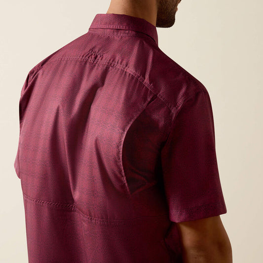 ARIAT MENS PRINT VENTTEK CLASSIC FIT - MAROON