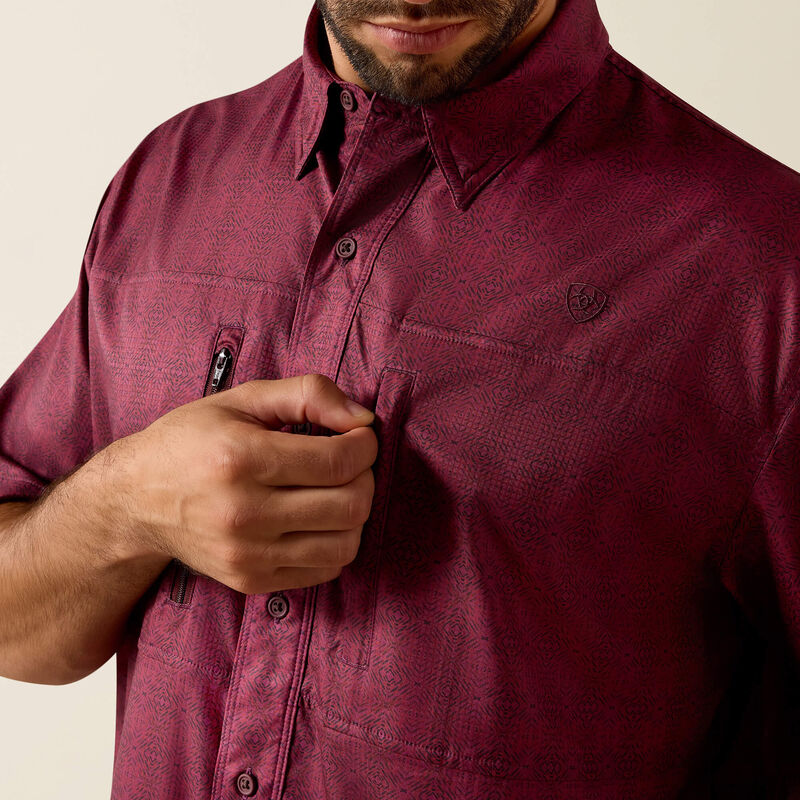 ARIAT MENS PRINT VENTTEK CLASSIC FIT - MAROON