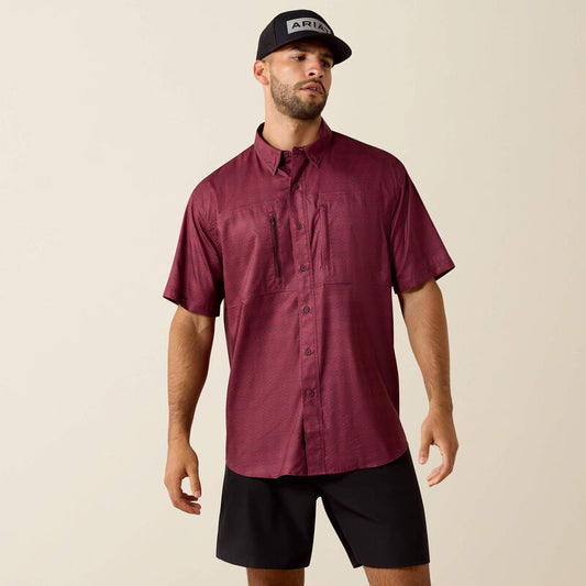 ARIAT MENS PRINT VENTTEK CLASSIC FIT - MAROON